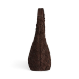 Hayma Suede Weave Handbag, Dark Brown