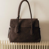 Lydia Tote Bag Suede, Chocolate