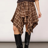 DagnyCC ruudullinen festarihame, Brown