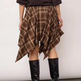 DagnyCC ruudullinen festarihame, Brown