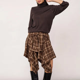 DagnyCC ruudullinen festarihame, Brown