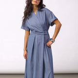 Terry Wrap Dress, Ash Blue