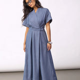 Terry Wrap Dress, Ash Blue