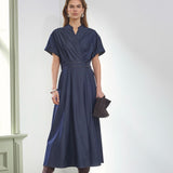 Terry Wrap Dress, Navy