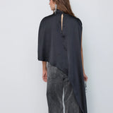 Idun Turtle Cape Blouse, Black