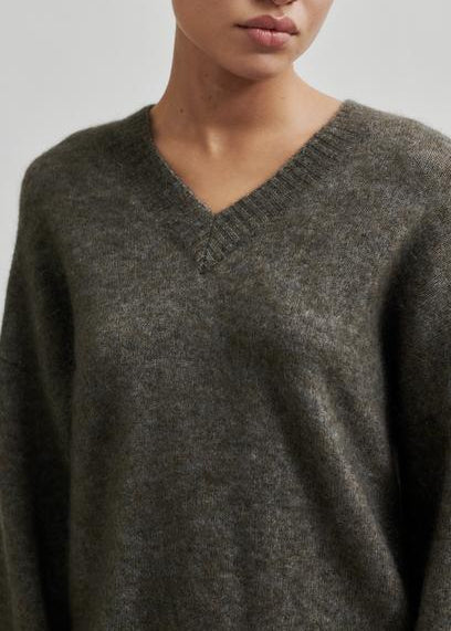 Brook neule v-neck, chocolate chip