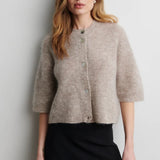 Andrea neuletakki vajaamittaisilla hihoilla, Light Beige Melange