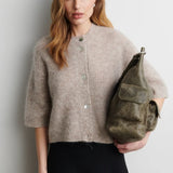Andrea neuletakki vajaamittaisilla hihoilla, Light Beige Melange