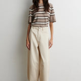 Vilna lyhythihainen neulepusero, Light Beige Melange