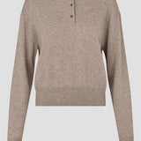 Longo pitkähihainen pooloneule, Mid Brown Melange