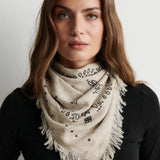 Jucca kolmiohuivi villaa, Light Beige Melange