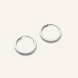 Small Circle Line Hoops, Silver