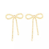 Bow crystal large earring, Gold