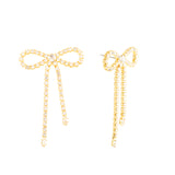 Bow crystal large earring, Gold