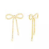 Bow crystal large earring, Gold