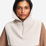 Neulottu kauluri vetoketjulla, Heather beige