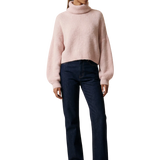 Andrea Rollneck Cropped alpakkaneule, Light Pink