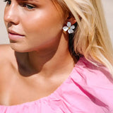 Lilly flower earring, White