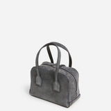 Laci Mini Bowler Bag Suede, Stone Grey