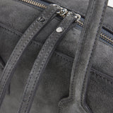 Laci Mini Bowler Bag Suede, Stone Grey