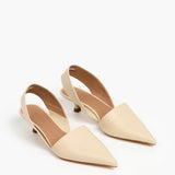 Ninni Leather slingback korkokengät, Creme