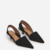 Ninni Slingback korkokengät mokkanahkaa, Black