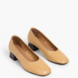 Zac Grained Leather korkoballerinat, Biscotti
