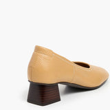 Zac Grained Leather korkoballerinat, Biscotti