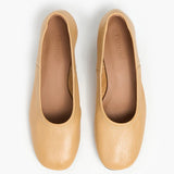Zac Grained Leather korkoballerinat, Biscotti