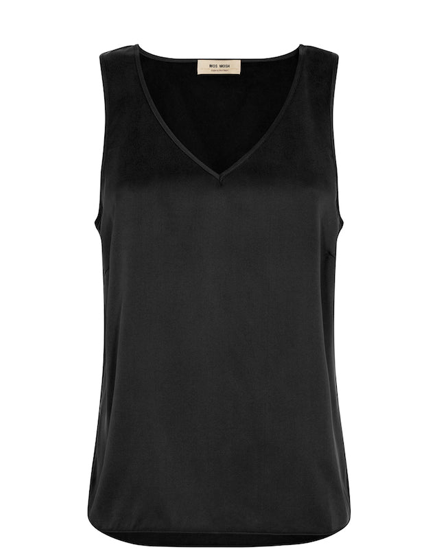 Mos Mosh - Astrid v-neck silkkitoppi, black