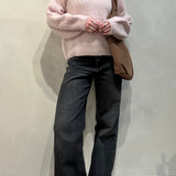 Andrea Rollneck Cropped alpakkaneule, Light Pink