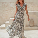 Pina Maxi Dress Leopard, Cream