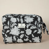 Kosmetiikkapussi L, Floral Black