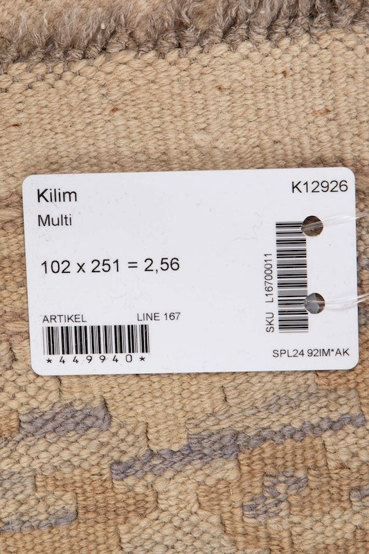 Kelim matto, multi custom #623 / 102x251cm