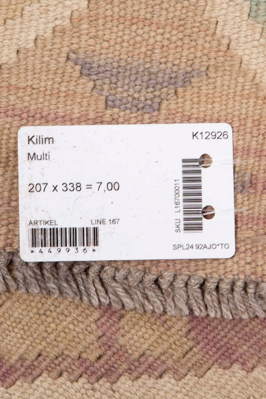 Kelim matto, multi custom #619 / 207x338cm