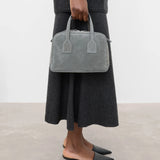 Laci Mini Bowler Bag Suede, Stone Grey