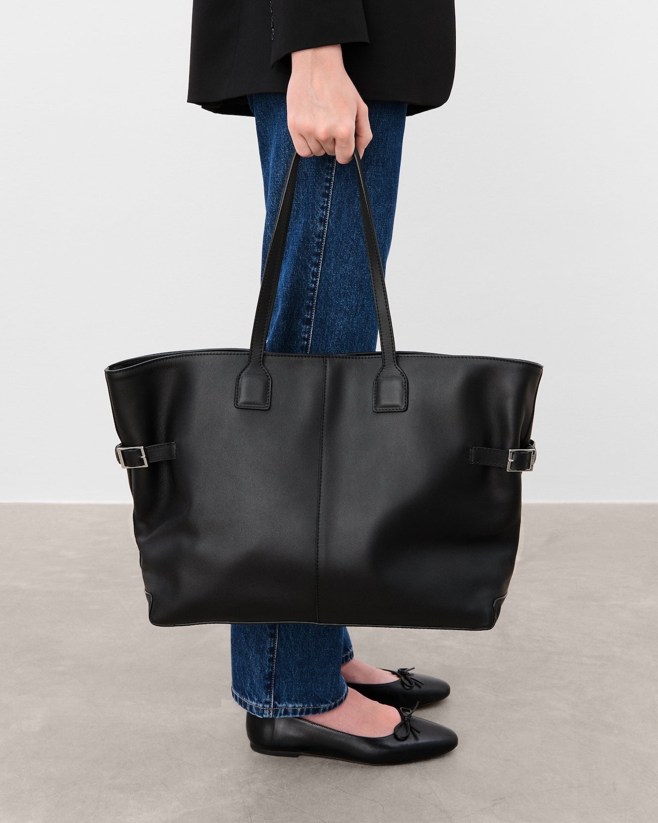 Flattered Leslie tote bag, black leather
