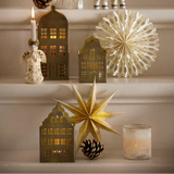 Townhouse kynttilälyhty H16cm, Golden