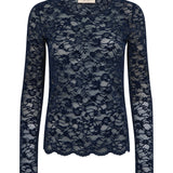 Miriel Velvet pitkähihainen pitsipaita, Navy Blazer