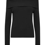 Caliz Rib Off-Shoulder ribbineule, Black