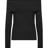 Caliz Rib Off-Shoulder ribbineule, Black