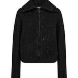 Welma Hulda Knit Zip neuletakki, Black