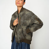 Ruby Print Bomber Jacket, Olive Night