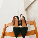 Ninni Slingback korkokengät mokkanahkaa, Black