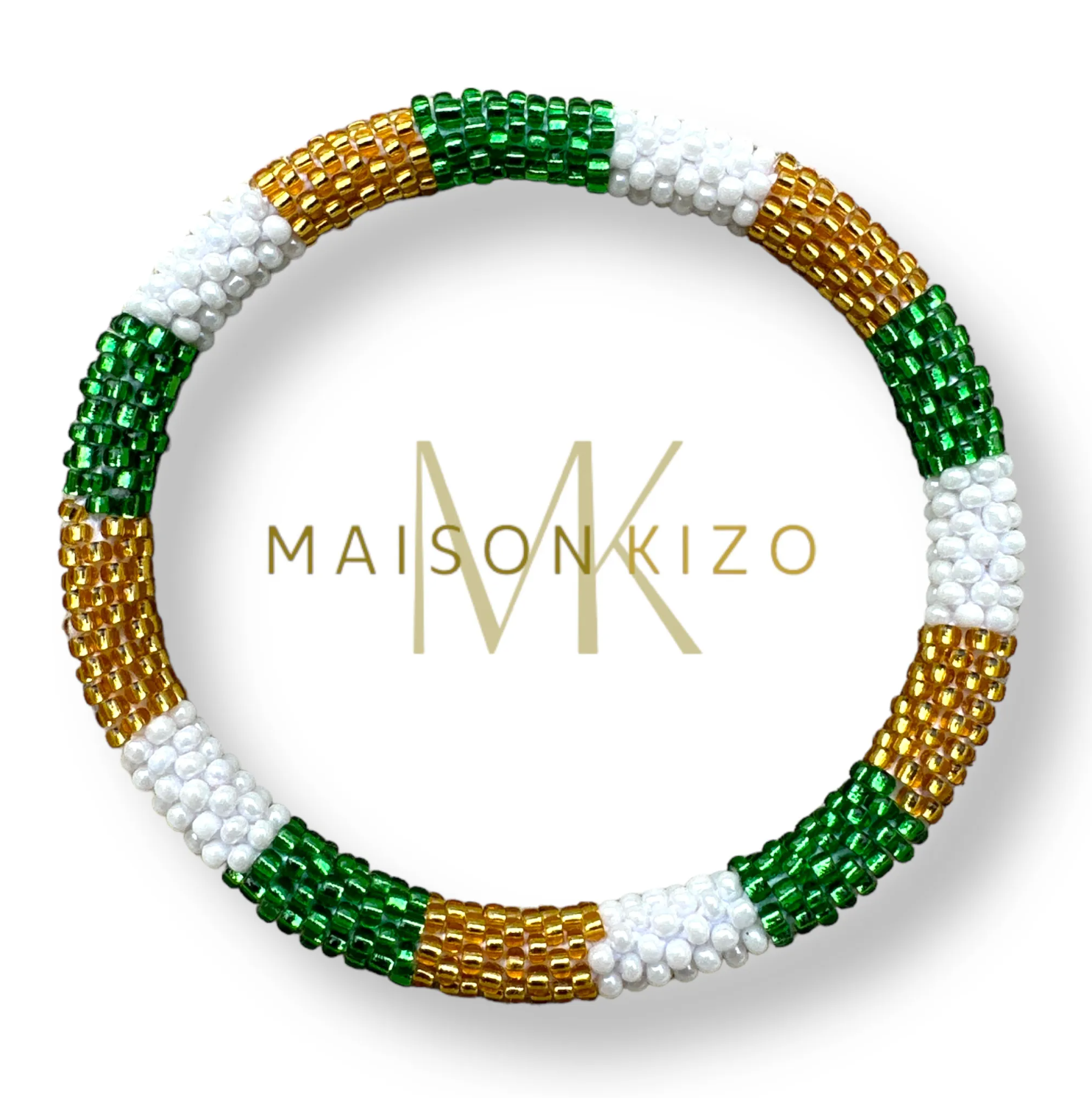 MAISON KIZO - Nepali Green, Gold, White Bracelet B170