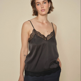Mos Mosh - Ditte Silk Lace Singlet, black