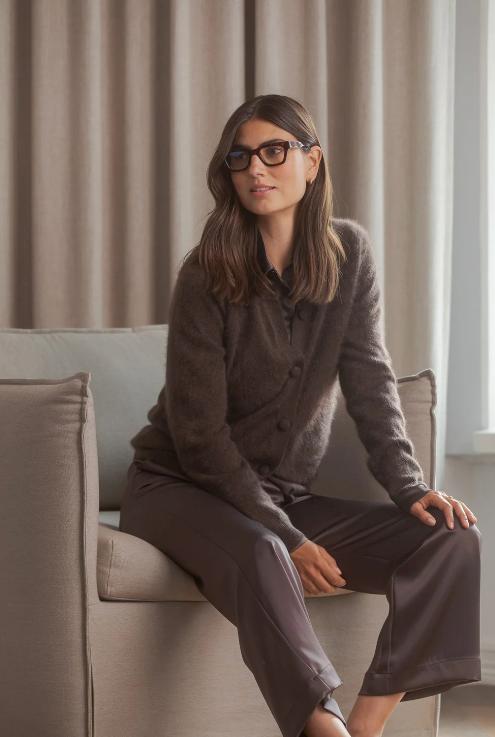 Karla cashmere neuletakki, dark chocolate