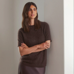 Karlie lyhythih cashmere neule, dark chocolate