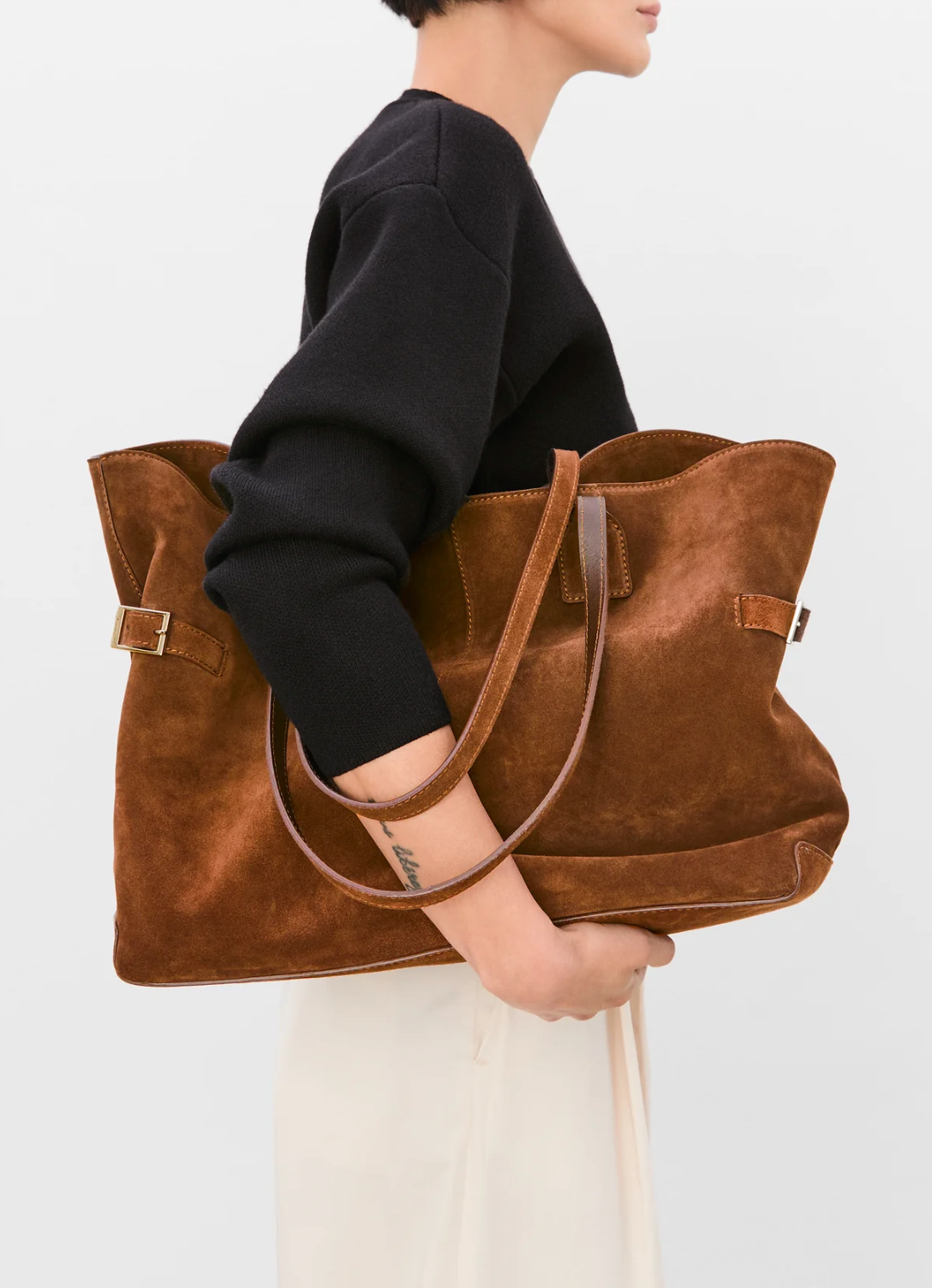 Flattered - Lesley tote bag, suede bourbon