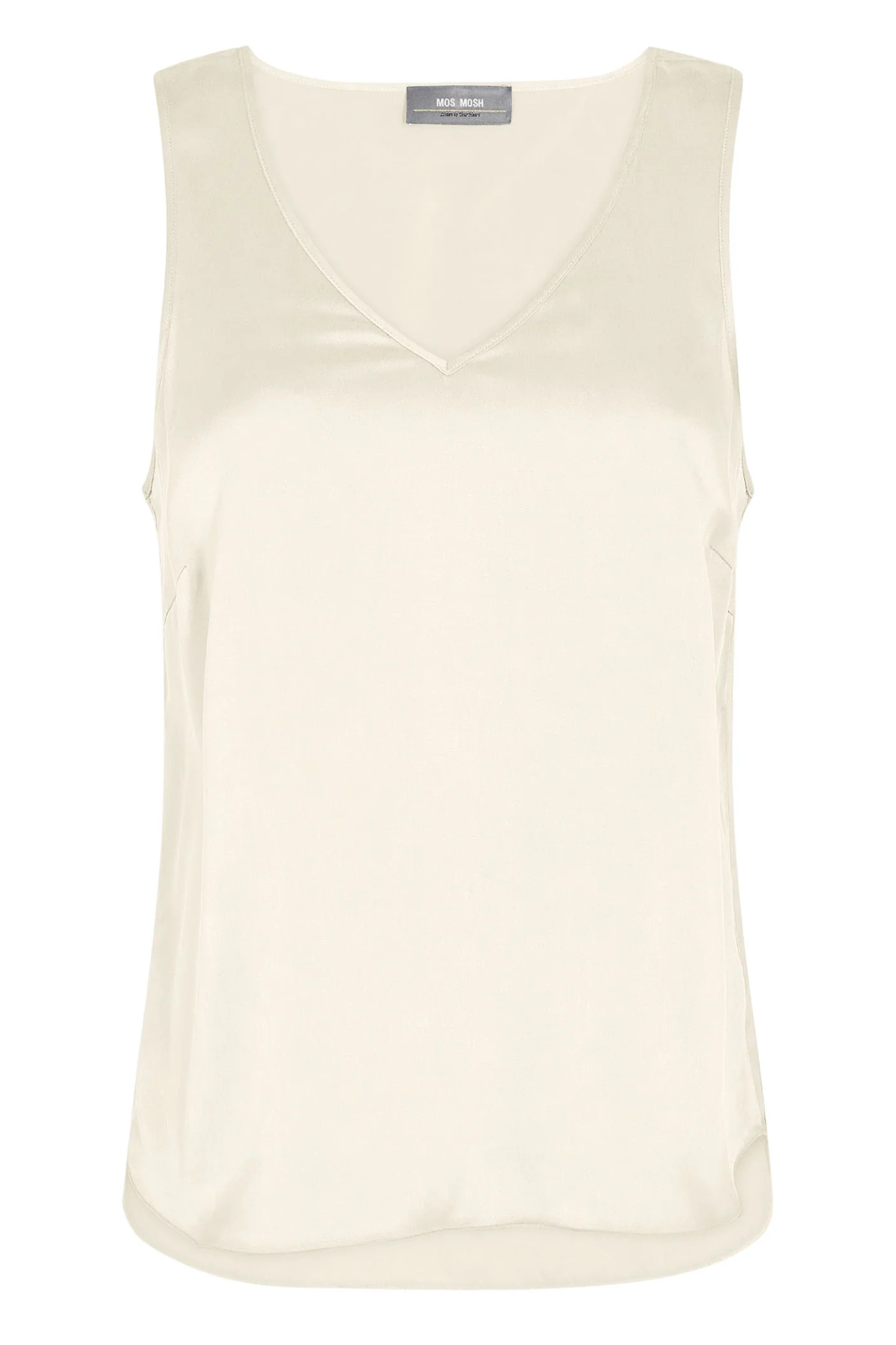 Mos Mosh - Astrid v-neck silkkitoppi, ecru